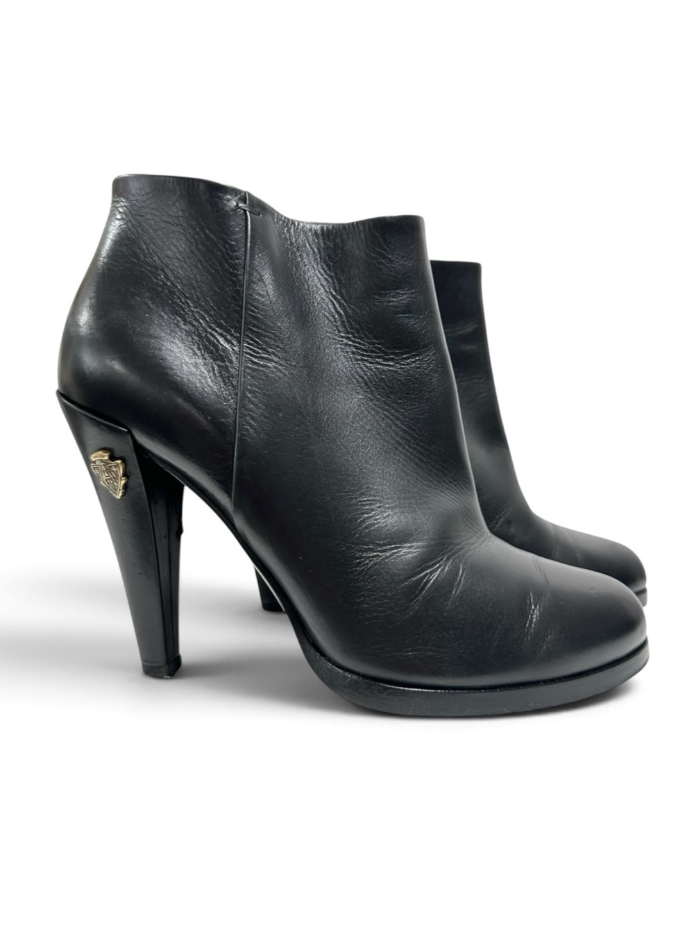 Gucci Black Leather Zipper Ankle Boot Booties 37C US Size 7 Wide